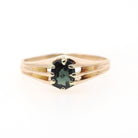 Vintage Sapphire Ring - Mid Century 18k Yellow Gold Natural Dark Green Gemstone Solitaire - Circa 1950s Era Size 5.5 Engagement Fine Jewelry