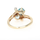 Vintage Toi et Moi Ring - Retro 14k Yellow Gold Natural Blue Zircon Diamonds Gemstones Bypass - Circa 1940s Size 5 1/2 December Fine Jewelry