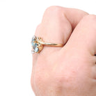 Vintage Toi et Moi Ring - Retro 14k Yellow Gold Natural Blue Zircon Diamonds Gemstones Bypass - Circa 1940s Size 5 1/2 December Fine Jewelry