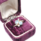 Vintage Toi et Moi Ring - Retro 14k Yellow Gold Natural Blue Zircon Diamonds Gemstones Bypass - Circa 1940s Size 5 1/2 December Fine Jewelry