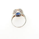 Art Deco Ring - Vintage 14k White Yellow Rose Gold Created Blue Sapphire Solitaire - Circa 1930s Era Size 7 1/2 Floral Filigree Fine Jewelry