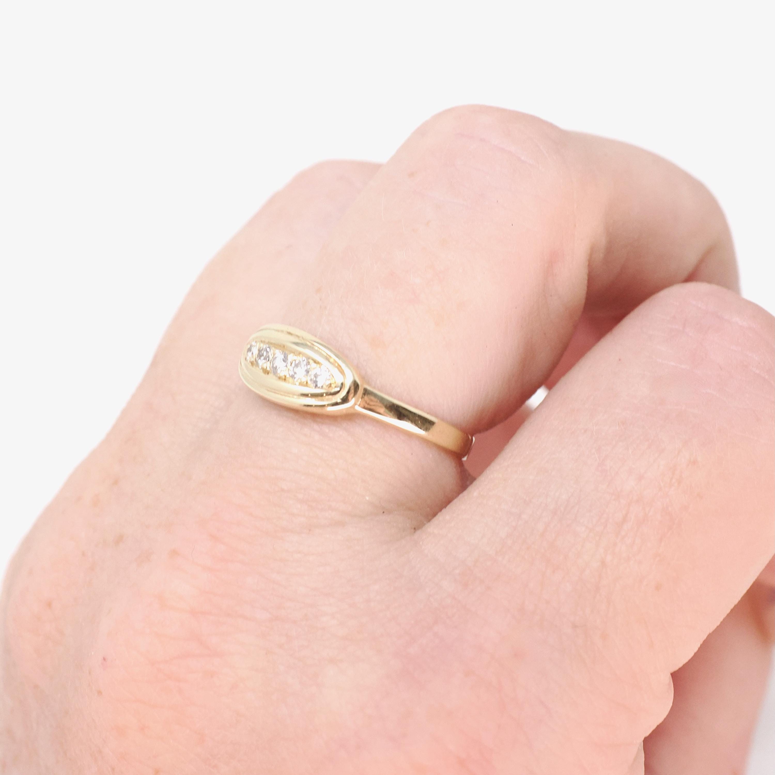 Vintage Diamond Band - Mid Century 14k Yellow Gold Natural .04 CTW Five Stone Ring - Circa 1950s Era Size 5.75 Fine Bridal Statement Jewelry