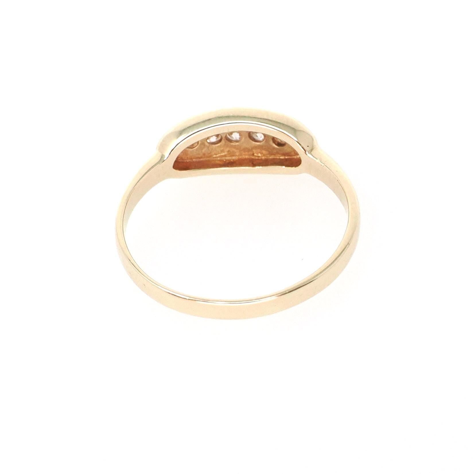 Vintage Diamond Band - Mid Century 14k Yellow Gold Natural .04 CTW Five Stone Ring - Circa 1950s Era Size 5.75 Fine Bridal Statement Jewelry