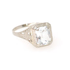 Vintage Aquamarine Ring - Art Deco 14k White Gold French Cut Natural Blue 1.20 CT Gem - Circa 1930s Era Size 6 1/4 Filigree Fine OB Jewelry
