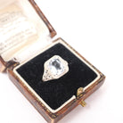 Vintage Aquamarine Ring - Art Deco 14k White Gold French Cut Natural Blue 1.20 CT Gem - Circa 1930s Era Size 6 1/4 Filigree Fine OB Jewelry