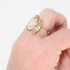 Vintage Three Graces Cameo Ring - Mid Century 18k Yellow Gold Carved Shell Greek Mythology Solitaire - Circa 1960s Size 6 3/4 Fine Jewelry