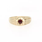 Antique Baby Ring - Edwardian 14k Yellow Gold Simulated Garnet Pinky Midi Band - Vintage Size 1 Children's Red Glass Accent Star Jewelry