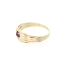 Antique Baby Ring - Edwardian 14k Yellow Gold Simulated Garnet Pinky Midi Band - Vintage Size 1 Children's Red Glass Accent Star Jewelry