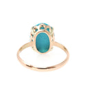 Vintage Turquoise Ring - Mid Century 14k Rosy Yellow Gold Blue Oval Cabochon Cut Gemstone Solitaire - Circa 1950s Size 6 3/4 Fine Jewelry