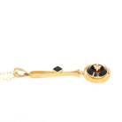 Antique Lavalier Necklace - Edwardian 10k Yellow Gold Created White Sapphire & Dark Sard Pendant - Circa 1910s Era Fine Statement Jewelry