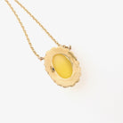 Edwardian Era Necklace - Antique 9k & 18k Yellow Gold Yellow Glass Cabochon Seed Pearl Halo - Circa 1910s Dainty Fine Conversion Jewelry
