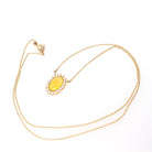 Edwardian Era Necklace - Antique 9k & 18k Yellow Gold Yellow Glass Cabochon Seed Pearl Halo - Circa 1910s Dainty Fine Conversion Jewelry