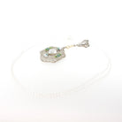 Art Deco Aquamarine Lavalier - Vintage 14k White Gold Filigree Natural Blue Gemstone Flower Enamel Simulated Pearls - Circa 1920s Jewelry