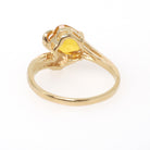 Created Yellow Sapphire Ring - Modernist 10k Yellow Gold Heart Cut Stone - Vintage Circa 1970s Size 6 1/4 Asymmetrical Style Fine Jewelry
