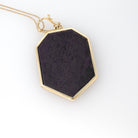 Gemstone Enhancer Pendant - Modern 14k Yellow Gold Natural Inlayed Intarsia Sunrise Design - Circa 2000s Era Mystical Scene Fine Jewelry