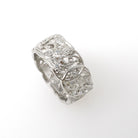 Diamond Eternity Band - Vintage Platinum .55 CTW Open Metal Filigree Continuous Ring - Mid Century Circa 1950s Size 5 Fine Bridal Jewelry