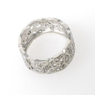 Diamond Eternity Band - Vintage Platinum .55 CTW Open Metal Filigree Continuous Ring - Mid Century Circa 1950s Size 5 Fine Bridal Jewelry