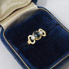 Sapphire & Diamond Ring - Modern Era 18k Yellow Gold Natural Blue Corundum Three Stone Engagement - Estate Size 6 3/4 Fine Bridal Jewelry