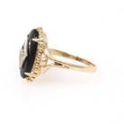 Vintage Onyx Ring - Mid Century 10k Yellow Gold Black Chalcedony & .01 CT Natural Diamond - Circa 1960s Era Size 8.5 Statement Fine Jewelry