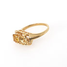 Vintage Toi Et Moi Ring - Mid Century 10k Yellow Gold Two Created Yellow Sapphire Gemstone Bypass - Circa 1960s Era Size 6 1/4 Fine Jewelry