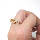 Vintage Toi Et Moi Ring - Mid Century 10k Yellow Gold Two Created Yellow Sapphire Gemstone Bypass - Circa 1960s Era Size 6 1/4 Fine Jewelry