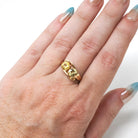 Vintage Toi Et Moi Ring - Mid Century 10k Yellow Gold Two Created Yellow Sapphire Gemstone Bypass - Circa 1960s Era Size 6 1/4 Fine Jewelry