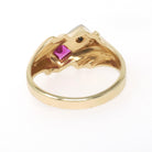 Created Ruby & Diamond Ring - Retro 14k Yellow White Gold Toi Et Moi Gems - Vintage Circa 1940s Size 4.75 July April Birthstone Fine Jewelry