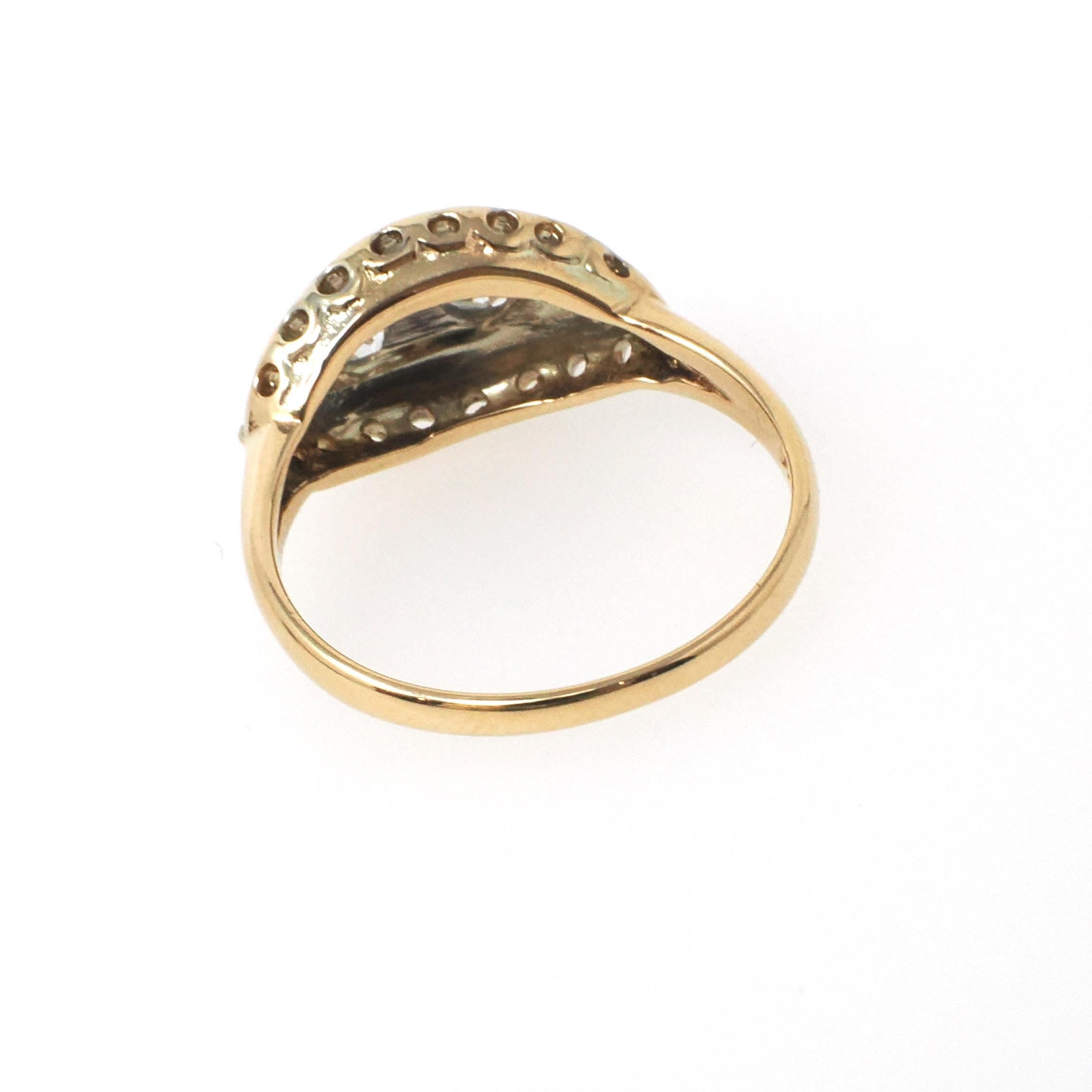 Mid Century Princess Ring - Vintage 14k Yellow & White Gold .37 CTW Diamonds - Circa 1950s Size 7 Sweetheart April Birthstone Fine Jewelry