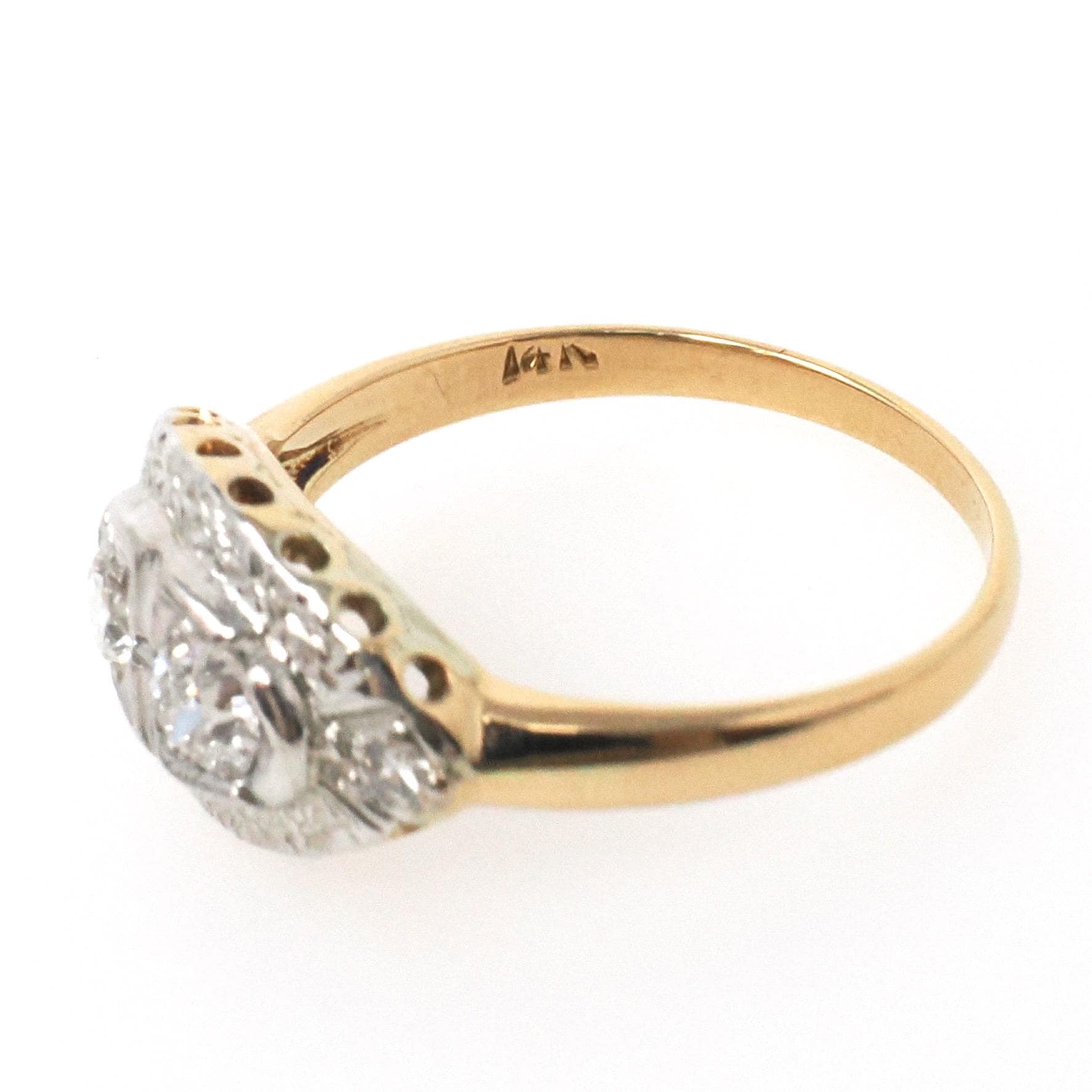 Mid Century Princess Ring - Vintage 14k Yellow & White Gold .37 CTW Diamonds - Circa 1950s Size 7 Sweetheart April Birthstone Fine Jewelry