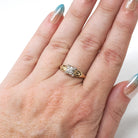 Vintage Diamond Ring - Mid Century 14k Yellow Gold & Platinum .06 CT Natural Two Tone Solitaire - Circa 1950s Era Size 6 3/4 Fine Jewelry