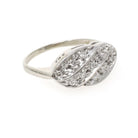 Vintage Princess Ring - Mid Century 14k White Gold Natural .18 CTW Diamonds - Circa 1950s Era Size 7 1/4 Curved Bypass Fine Fashion Jewelry