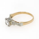 Vintage Diamond Ring - Mid Century 14k Yellow Gold & Platinum .46 CTW Natural Two Tone Engagement - Circa 1950s Era Size 6 1/4 Fine Jewelry
