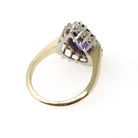 Amethyst Halo Ring - Retro 14k Yellow & White Gold .60 CTW Diamond Accents Pear Gem - Circa 1980s Sz 8 3/4 February Birthstone Fine Jewelry