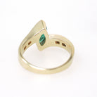 Emerald Engagement Ring - Contemporary 14k Yellow Gold Navette Natural Green Marquise Gemstone Bypass - Size 5.5 May Birthstone Fine Jewelry