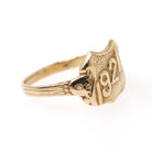 Dated 1921 Ring - Art Deco 14k Yellow Gold Class Year Statement Band - Antique Size 7 3/4 Number Shield Detail Fine Commemorative Jewelry