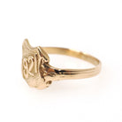 Dated 1921 Ring - Art Deco 14k Yellow Gold Class Year Statement Band - Antique Size 7 3/4 Number Shield Detail Fine Commemorative Jewelry