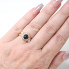 Bloodstone Halo Ring - Victorian Conversion 14k Yellow Gold Round Cabochon Cut Gem & .45 CTW Diamonds - Circa 1890s Era Size 5 Fine Jewelry