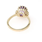 Created Color Change Sapphire Ring - Contemporary 14k Yellow Purple Gem & .12 CTW Diamond Accents - Circa 1990s Era Size 6 1/4 Fine Jewelry