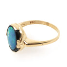 Vintage Opal & Onyx Ring - Modernist 14k Yellow Gold Oval Inlayed Statement Gem - Circa Late 1960s Era Size 7 1/4 Play of Color Fine Jewelry