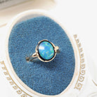 Vintage Opal & Onyx Ring - Modernist 14k Yellow Gold Oval Inlayed Statement Gem - Circa Late 1960s Era Size 7 1/4 Play of Color Fine Jewelry