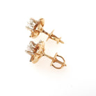 Antique Diamond Earrings - Edwardian 14k Yellow White Gold .68 CTW Buttercup Flower Studs - Circa 1910s Era Pierced Screw Back Fine Jewelry