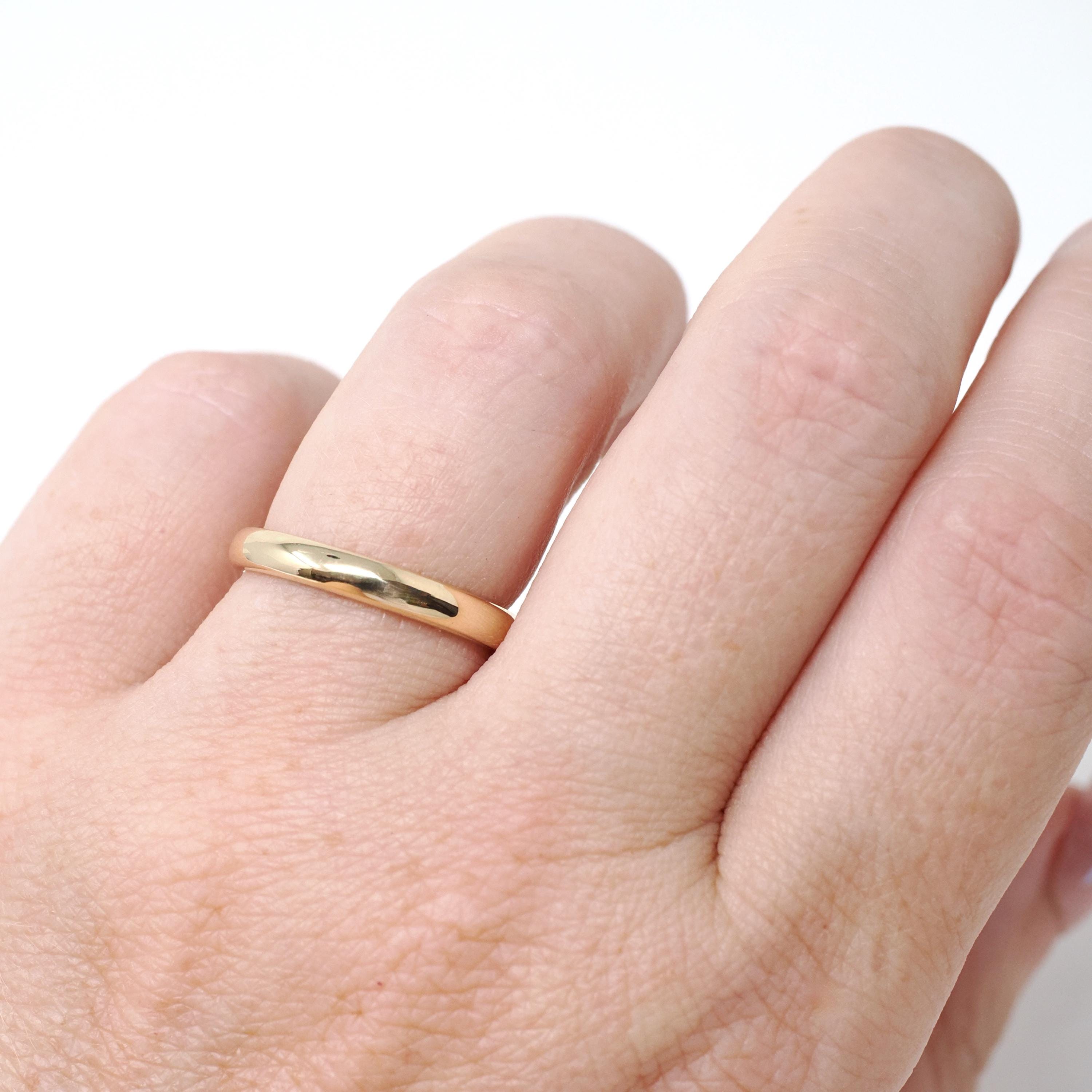 Antique Wedding Band - Edwardian 18k Yellow Gold 2.9 MM Domed Stacking Unadorned Ring - Engraved 1918 Era Size 5 3/4 Fine Bridal Jewelry