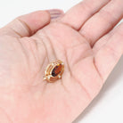 Antique Ellipse Brooch - Edwardian 10k Yellow Gold Simulated Citrine & Pearls Pin - Circa 1900s Orange Glass Fine Lapel Accessory Jewelry