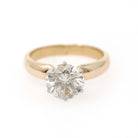Diamond Engagement Ring - Estate 14k Yellow White Gold Round Brilliant 2.45 CT Solitaire - Contemporary Size 8 Bridal Statement Fine Jewelry