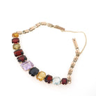 Vintage Harlequin Bracelet - Mid Century 10k Yellow Gold 7 Inch Faceted Multi Colored Gemstones - Circa 1950s Era Fine Statement Jewelry