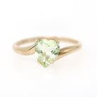 Vintage Created Spinel Ring - Mid Century 10k Yellow Gold Heart Light Green Gem Bypass - Circa 1960s Size 6 August Birthstone Fine Jewelry
