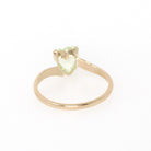 Vintage Created Spinel Ring - Mid Century 10k Yellow Gold Heart Light Green Gem Bypass - Circa 1960s Size 6 August Birthstone Fine Jewelry