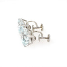 Vintage Aquamarine Earrings - Mid Century 10k White Gold Emerald Cut Blue Gemstones - Circa 1950s Screw Back Fine March Birthstone Jewelry