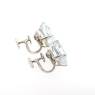 Vintage Aquamarine Earrings - Mid Century 10k White Gold Emerald Cut Blue Gemstones - Circa 1950s Screw Back Fine March Birthstone Jewelry