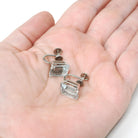 Vintage Aquamarine Earrings - Mid Century 10k White Gold Emerald Cut Blue Gemstones - Circa 1950s Screw Back Fine March Birthstone Jewelry
